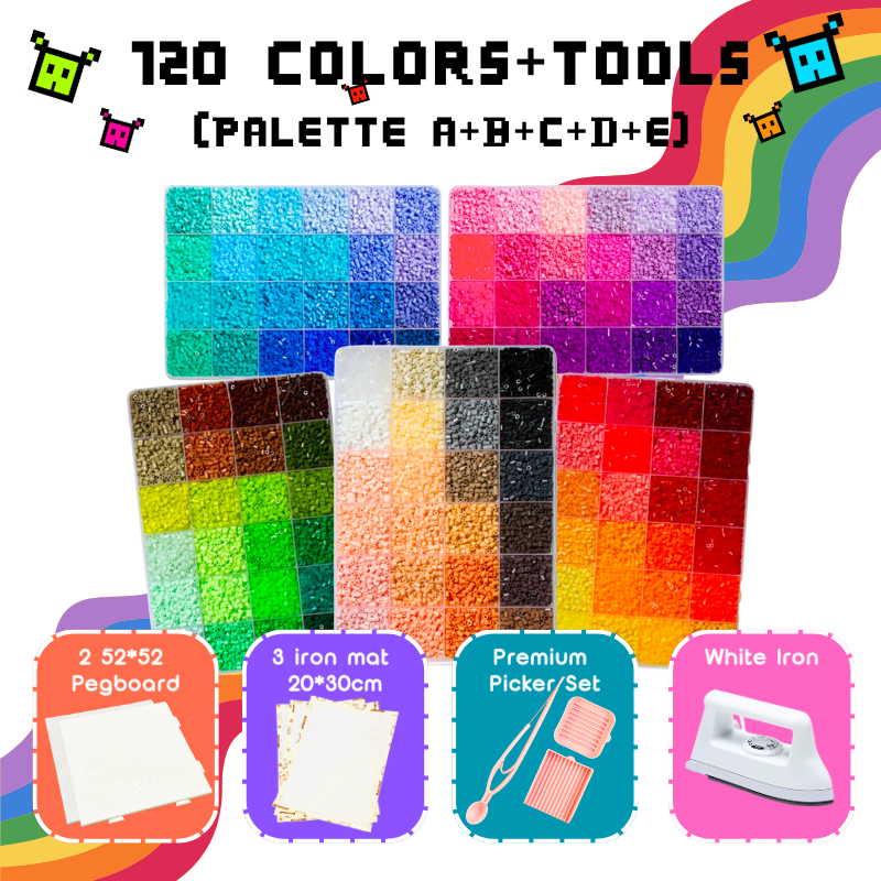 PixieBeads 120 Starter Combo - 60,000 Mini Fuse Beads 2.6mm