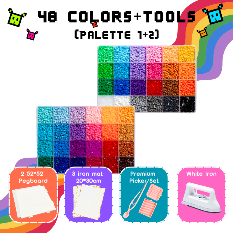 PixieBeads Starter Combo Box Set (all-in-one) - 60,000 Mini Fuse Beads 2.6mm