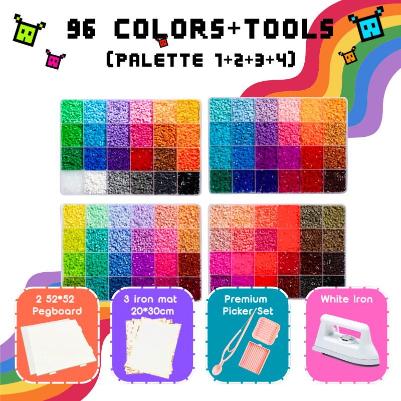 PixieBeads 96 Starter Combo - 48,000 Mini Fuse Beads 2.6mm