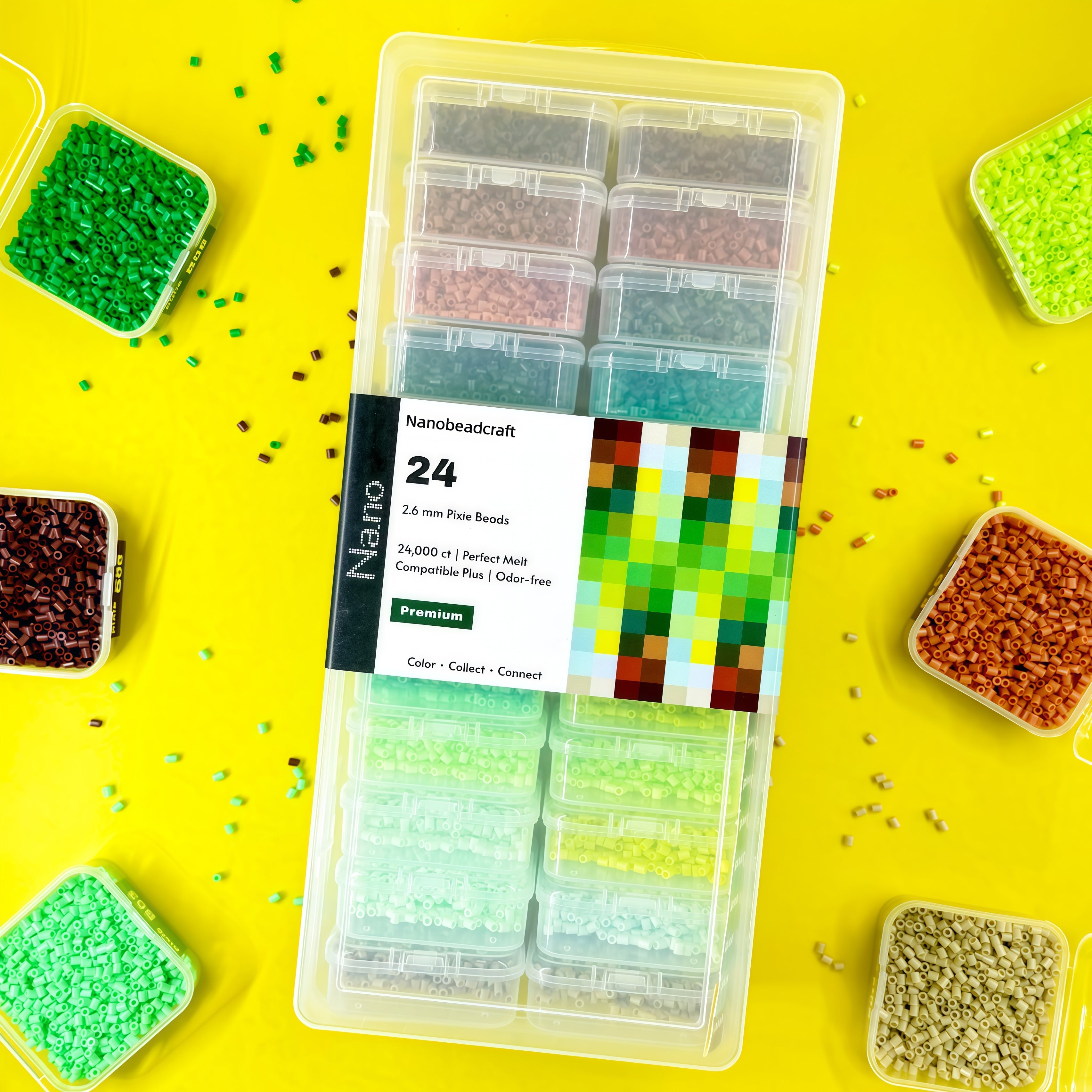 24000 pcs Essential 24 PixieBeads Box【Forest Vibes】- Mini Fuse Beads 2.6mm