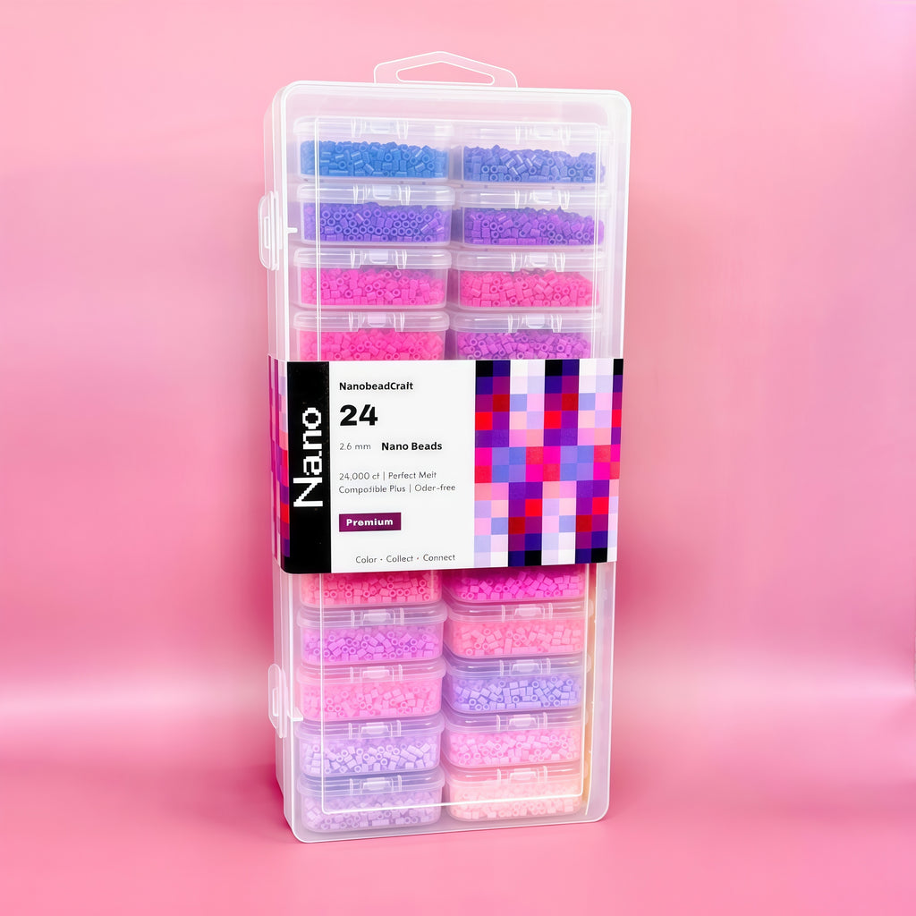 24000 pcs Essential 24 NanoBeads Box【Dreamy Berry】- Mini Fuse Beads 2.6mm