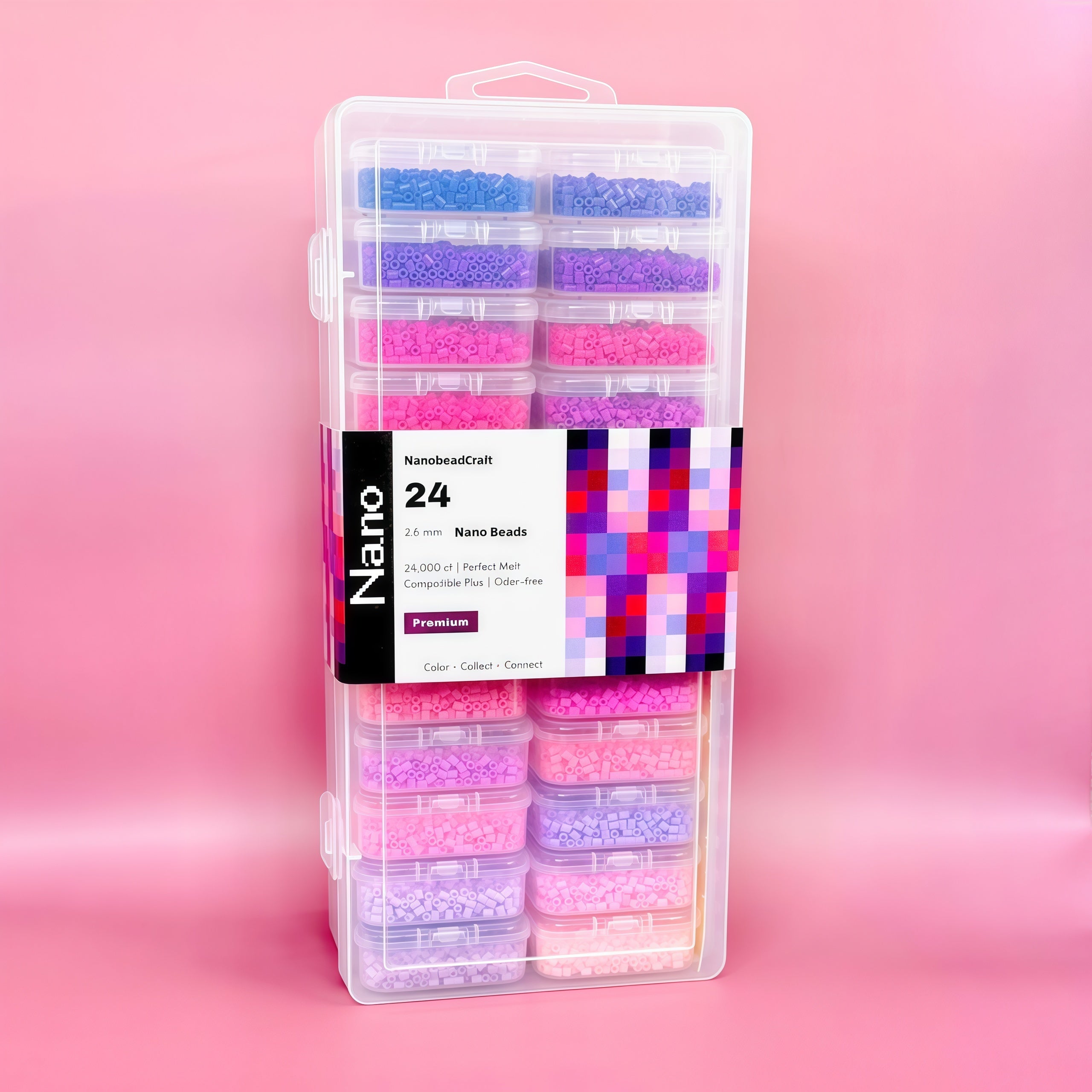 24000 pcs Essential 24 NanoBeads Box【Dreamy Berry】- Mini Fuse Beads 2.6mm