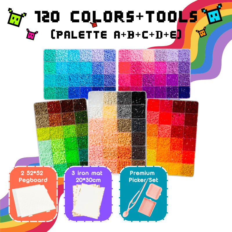 PixieBeads Starter Combo Box Set (all-in-one) - 60,000 Mini Fuse Beads 2.6mm