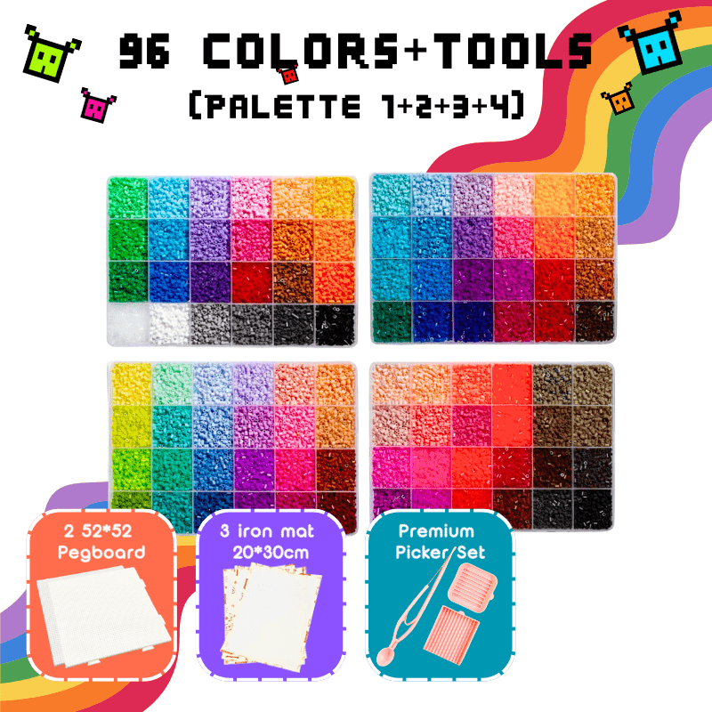 PixieBeads 96 Starter Combo - 48,000 Mini Fuse Beads 2.6mm