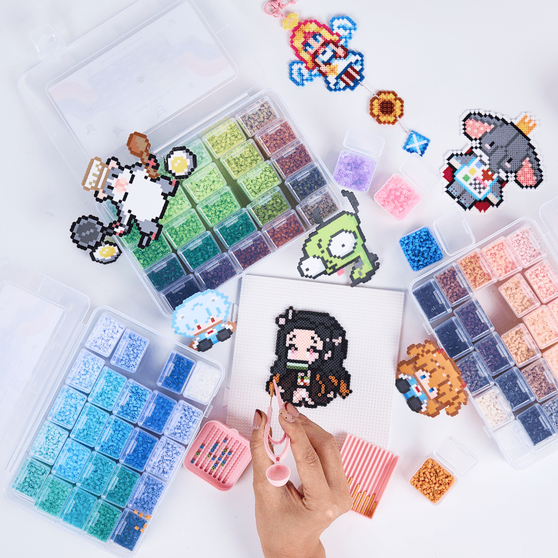 PixieBeads Premium Combo Set (120 Colors & All-in-one Tool Set) - 50,000 ct Premium 2.6mm Fuse Beads with tools