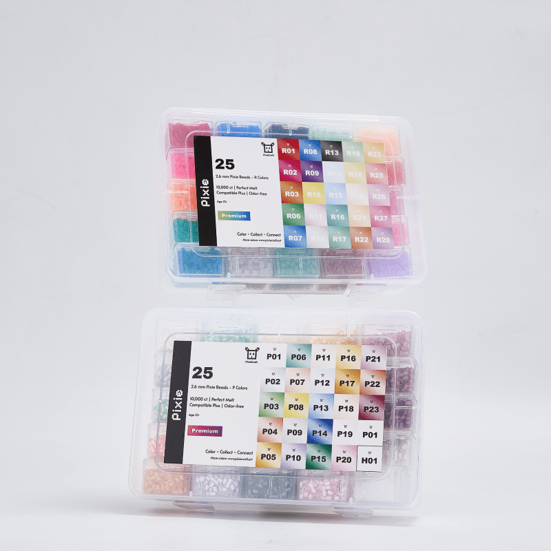 PixieBeads Premium Combo (Pearlescent + Transparent - 50 Colors) - 20,000 ct Premium 2.6mm Fuse Beads