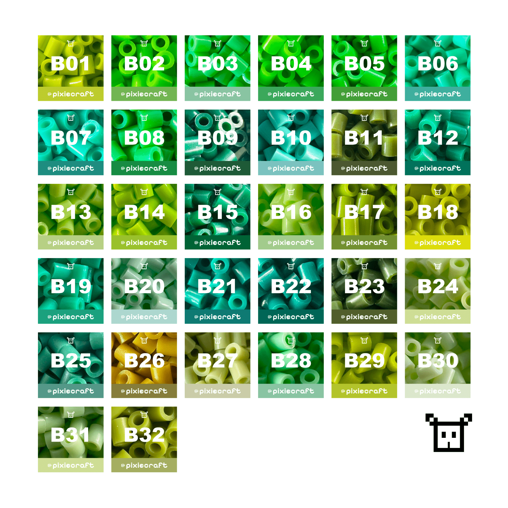 Pure Pixels Refill 1000ct - Palette B (Forest Greens)