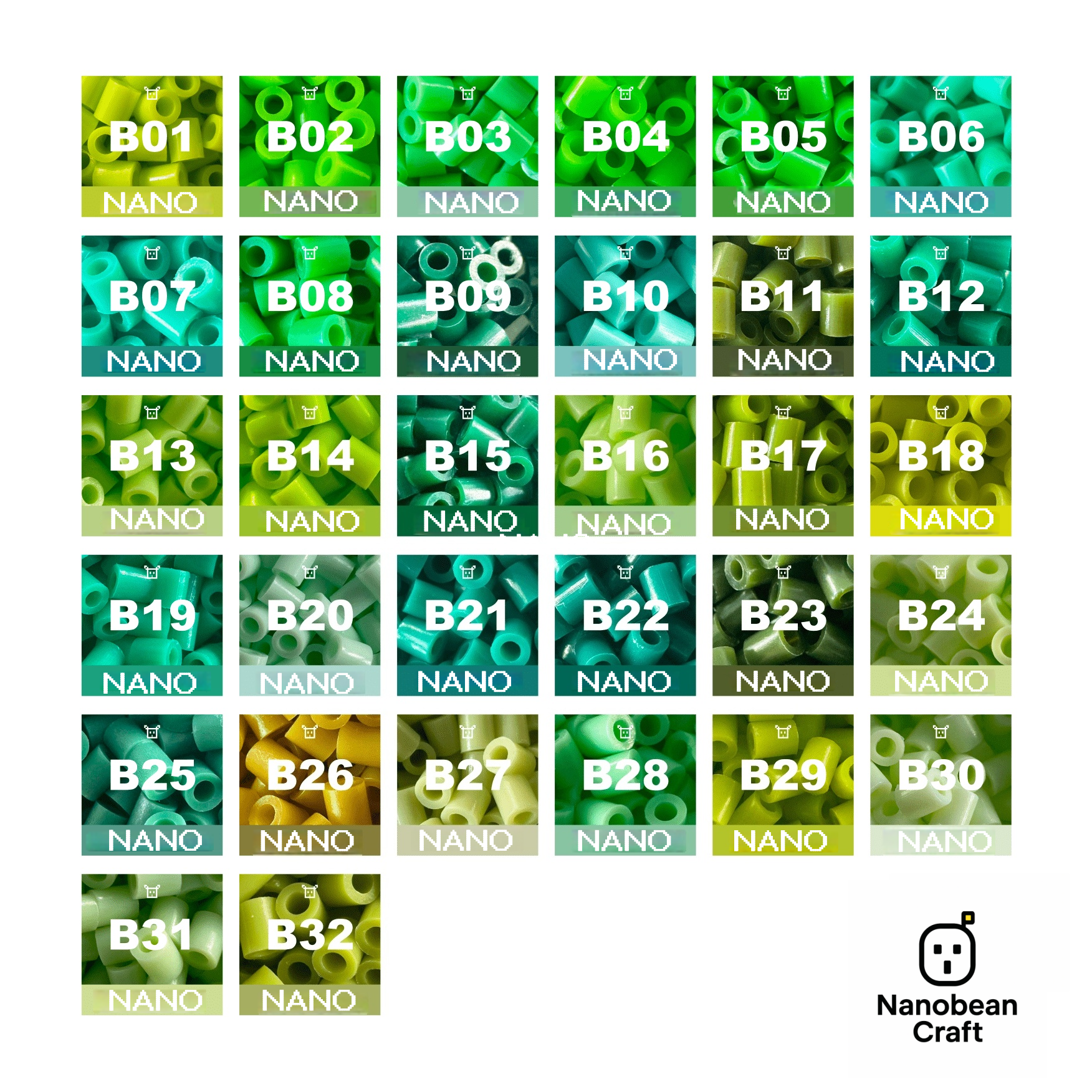 Pure Nano Beads Refill 1000ct - Palette B (Forest Greens)